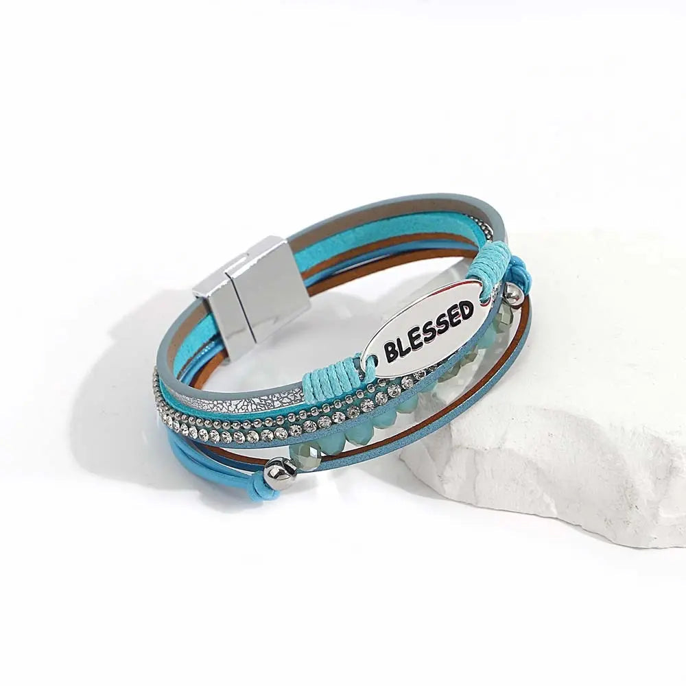 Boho Blue Leather Bracelet Coco & Dee