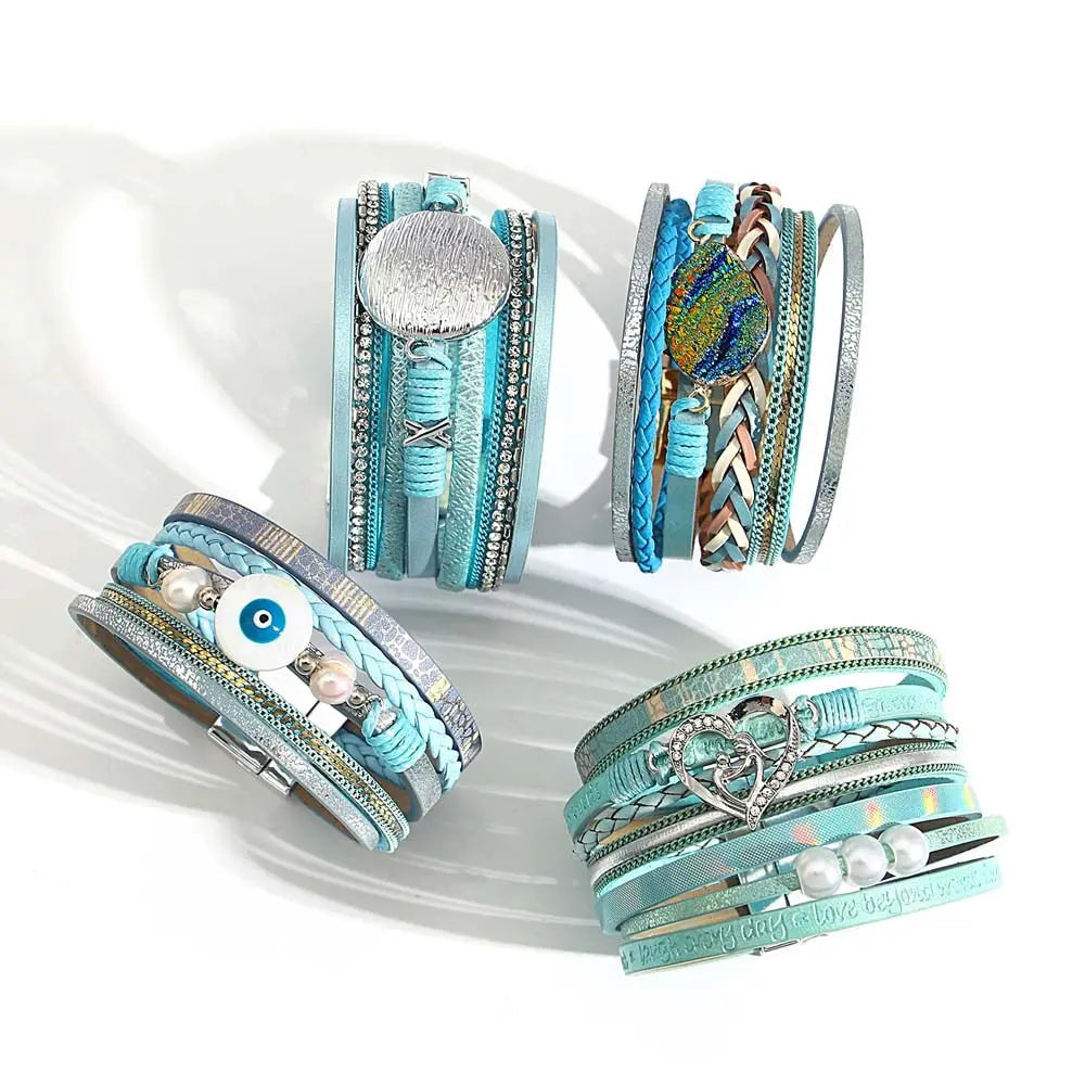 Boho Blue Leather Bracelet Coco & Dee