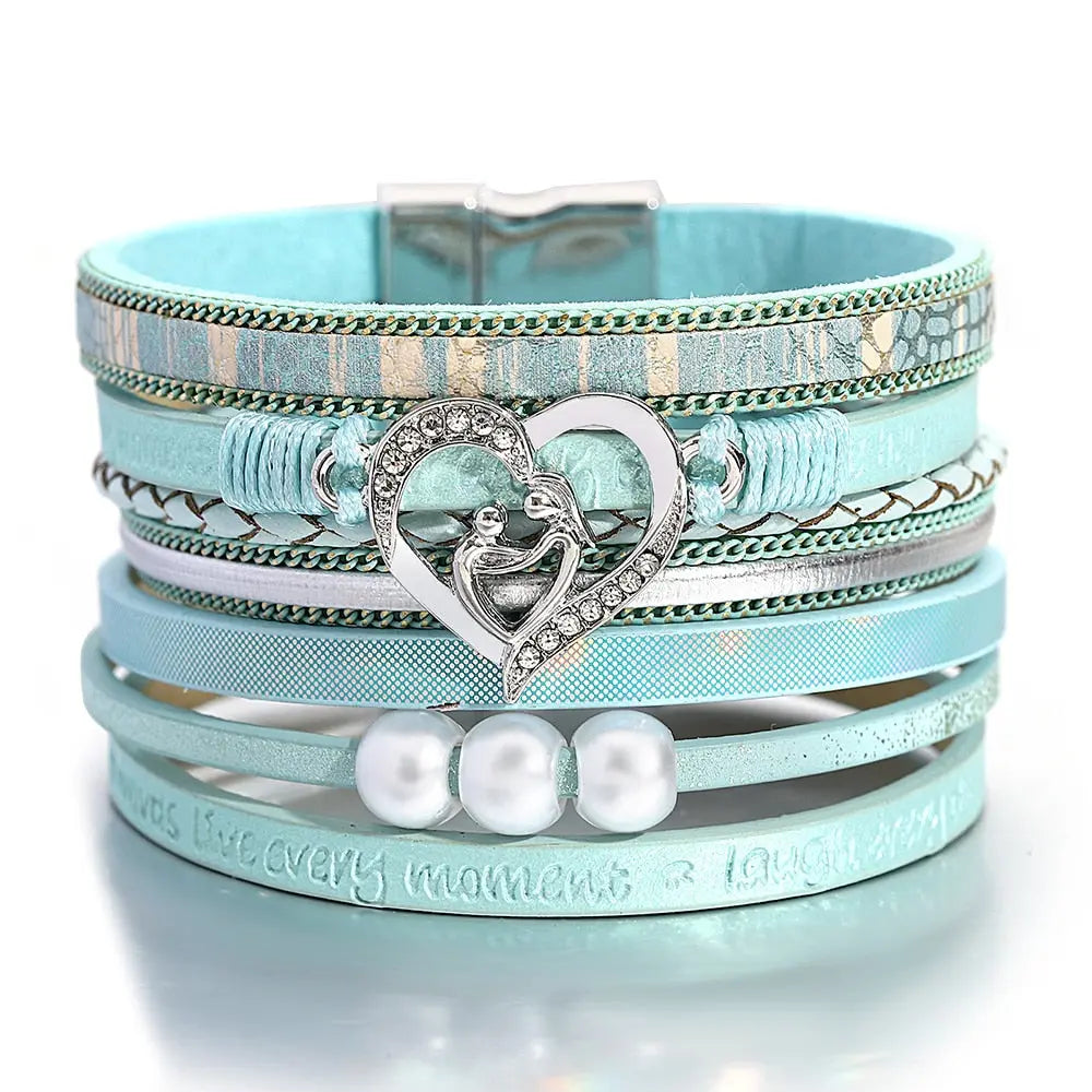 Multilayer Pearl Leather Bracelet Coco & Dee