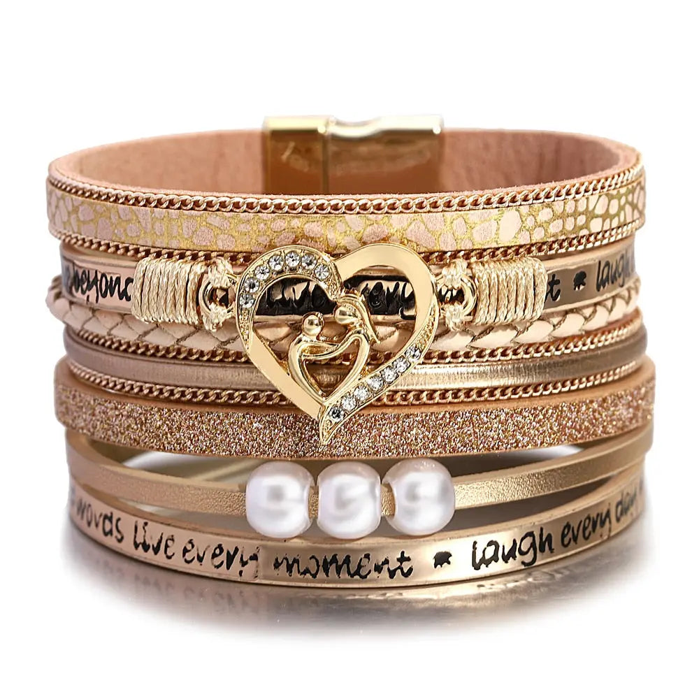 Multilayer Pearl Leather Bracelet Coco & Dee