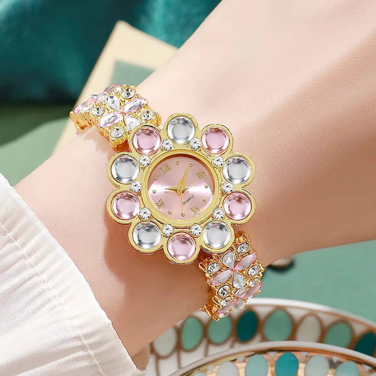 Flower Rhinestone Watch