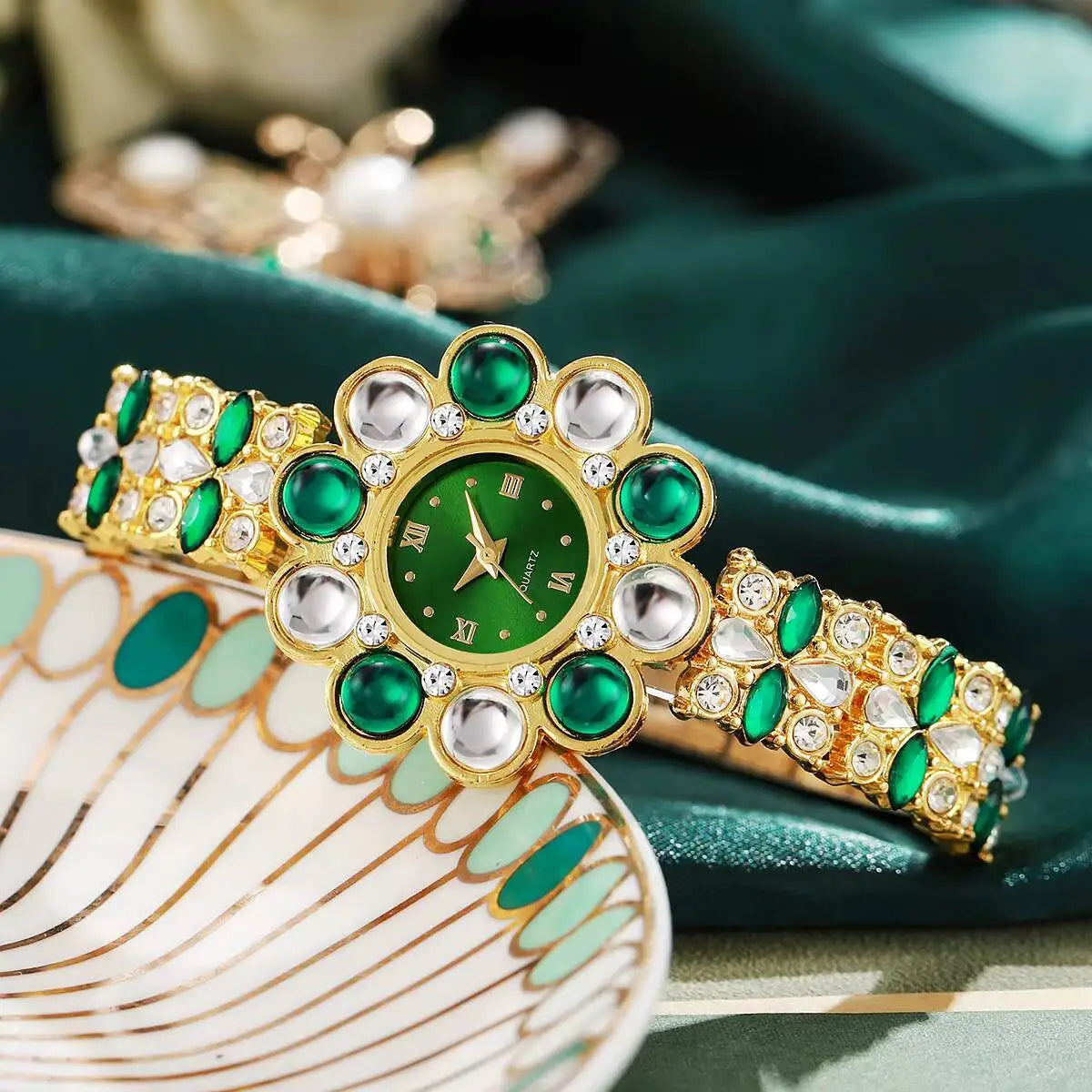 Flower Rhinestone Watch