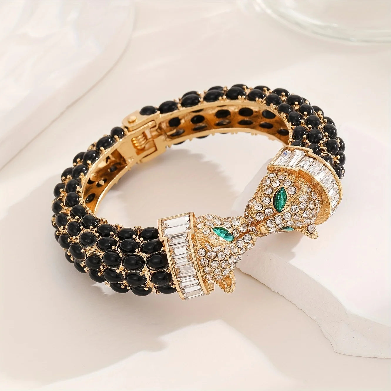 Rhinestone Leopard Bangle