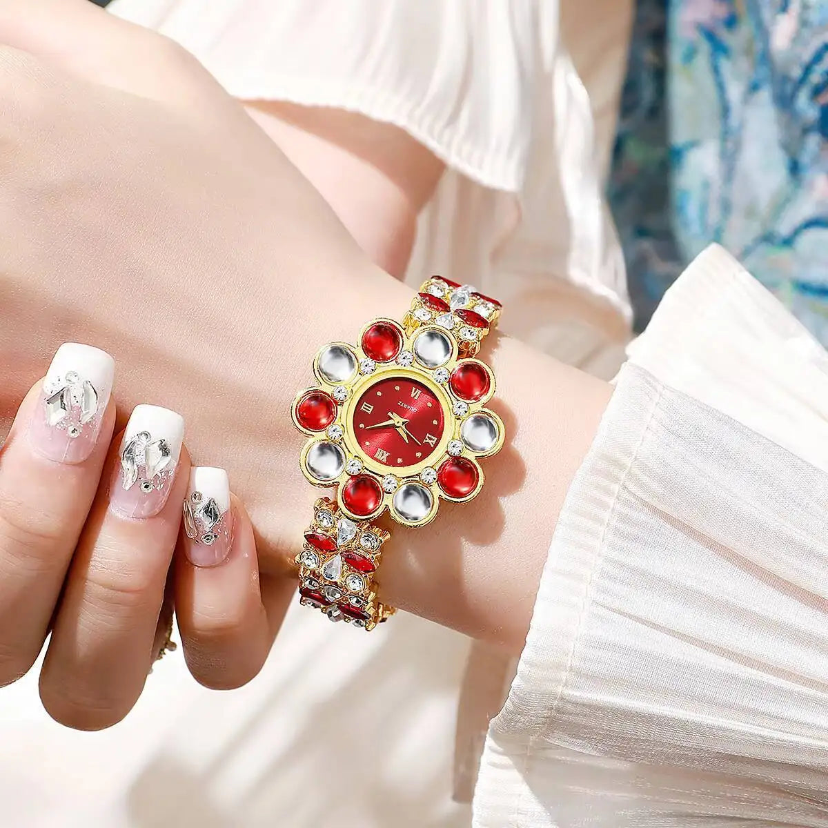 Flower Rhinestone Watch
