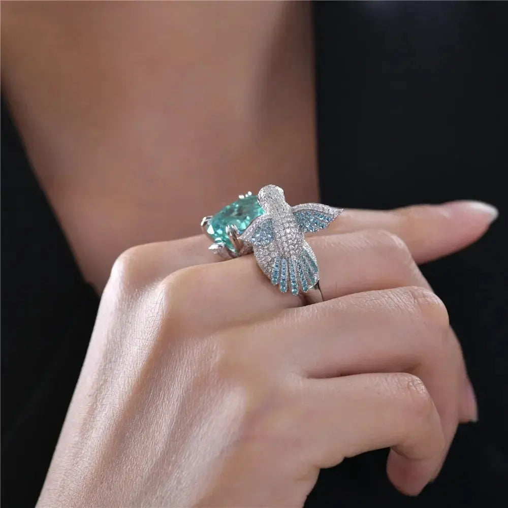 Silver Hummingbird Ring Coco & Dee