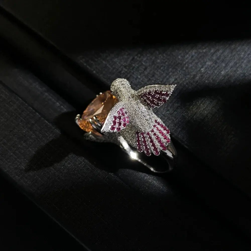 Silver Hummingbird Ring Coco & Dee