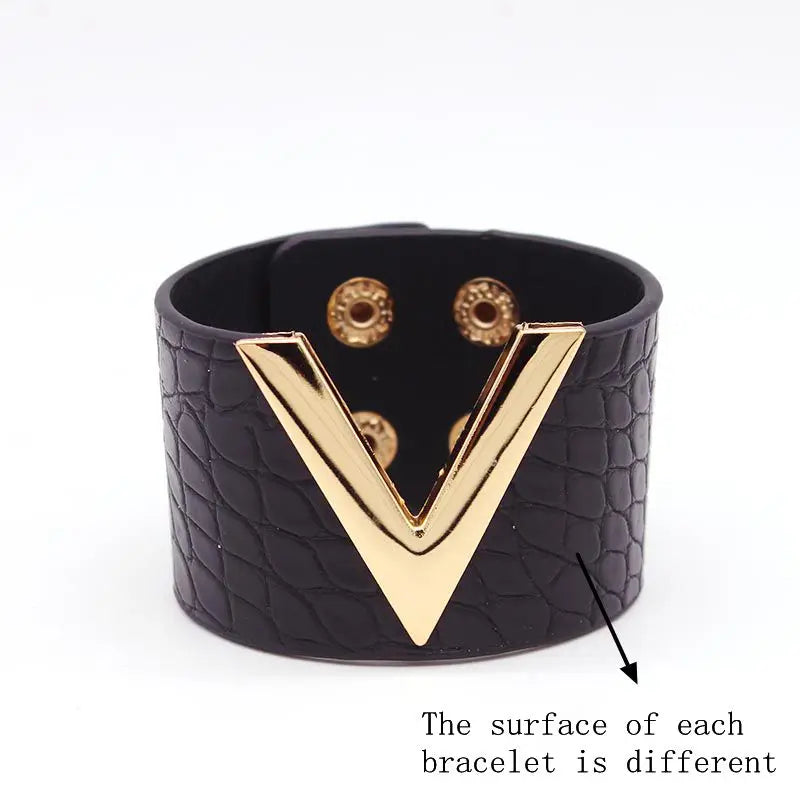 V Leather Bracelet