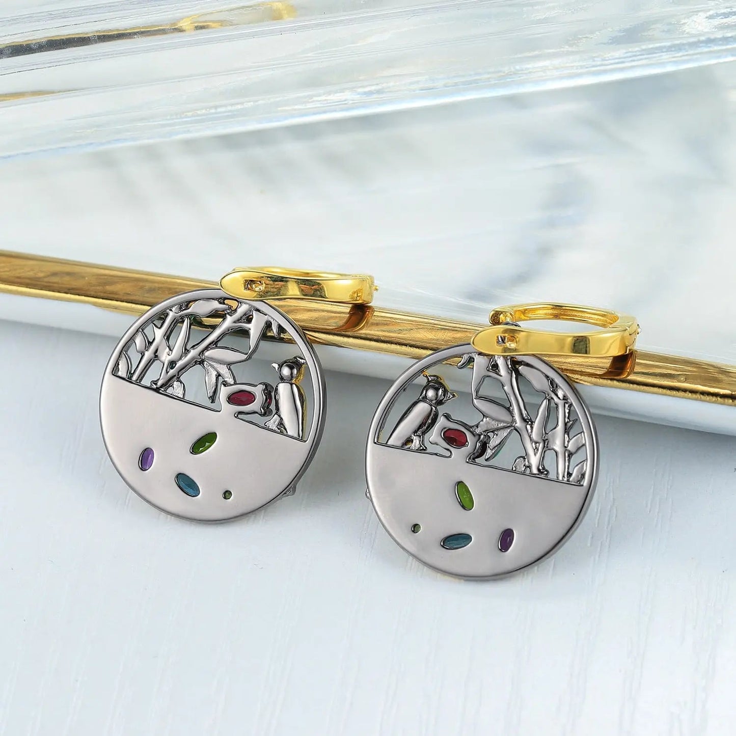 Mix Color Gemstone Earrings Coco & Dee