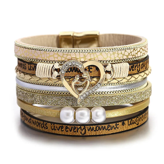 Multilayer Pearl Leather Bracelet Coco & Dee