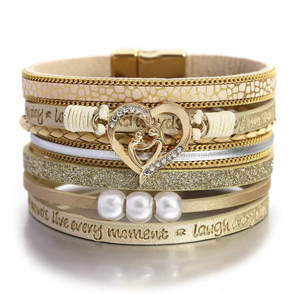 Multilayer Pearl Leather Bracelet Coco & Dee