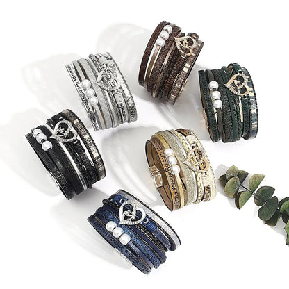 Multilayer Pearl Leather Bracelet Coco & Dee