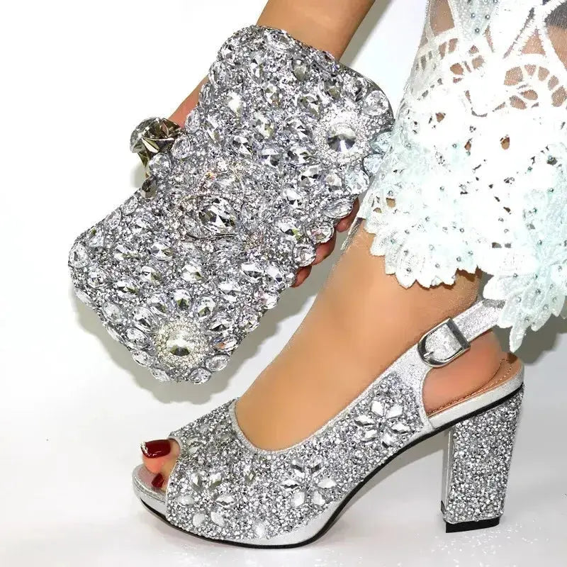 Rhinestone Shoe & Bag Set - Coco & Dee UK