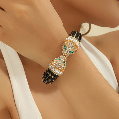 Rhinestone Leopard Bangle