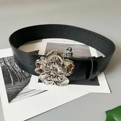 Flower Buckle Leather Belt Coco & Dee