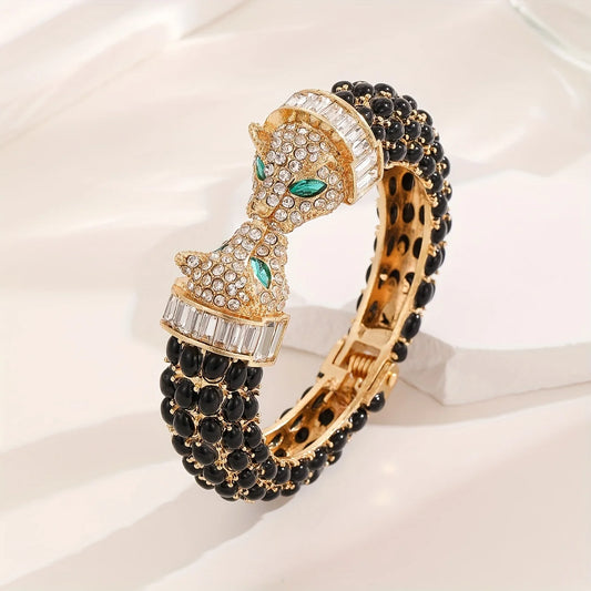Rhinestone Leopard Bangle