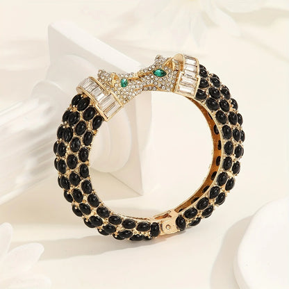 Rhinestone Leopard Bangle