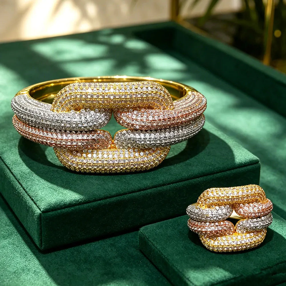 Golden Radiance Bangle & Ring Set